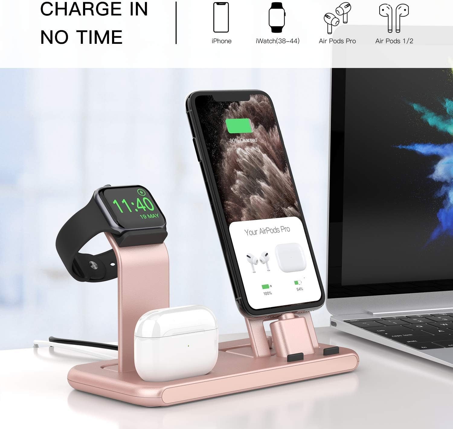 3 in 1 Charging Station for Apple Products, Stand for Apple Watch 7/SE/6/5/4/3/2/1, for Airpods Pro/3/2/1 Charging Dock, Charger Station for Iphone 13/12 Mini/12 Pro Max/11Pro Max/Xs Max/8Plus - ElectronicsAreFun