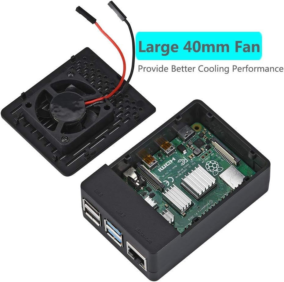 Case for Raspberry Pi 4, ABS Pi 4 Case with Cooling Fan, Pi 4 Heatsink, Simple Removable Top Cover for Pi 4 Model B/ 4B - ElectronicsAreFun