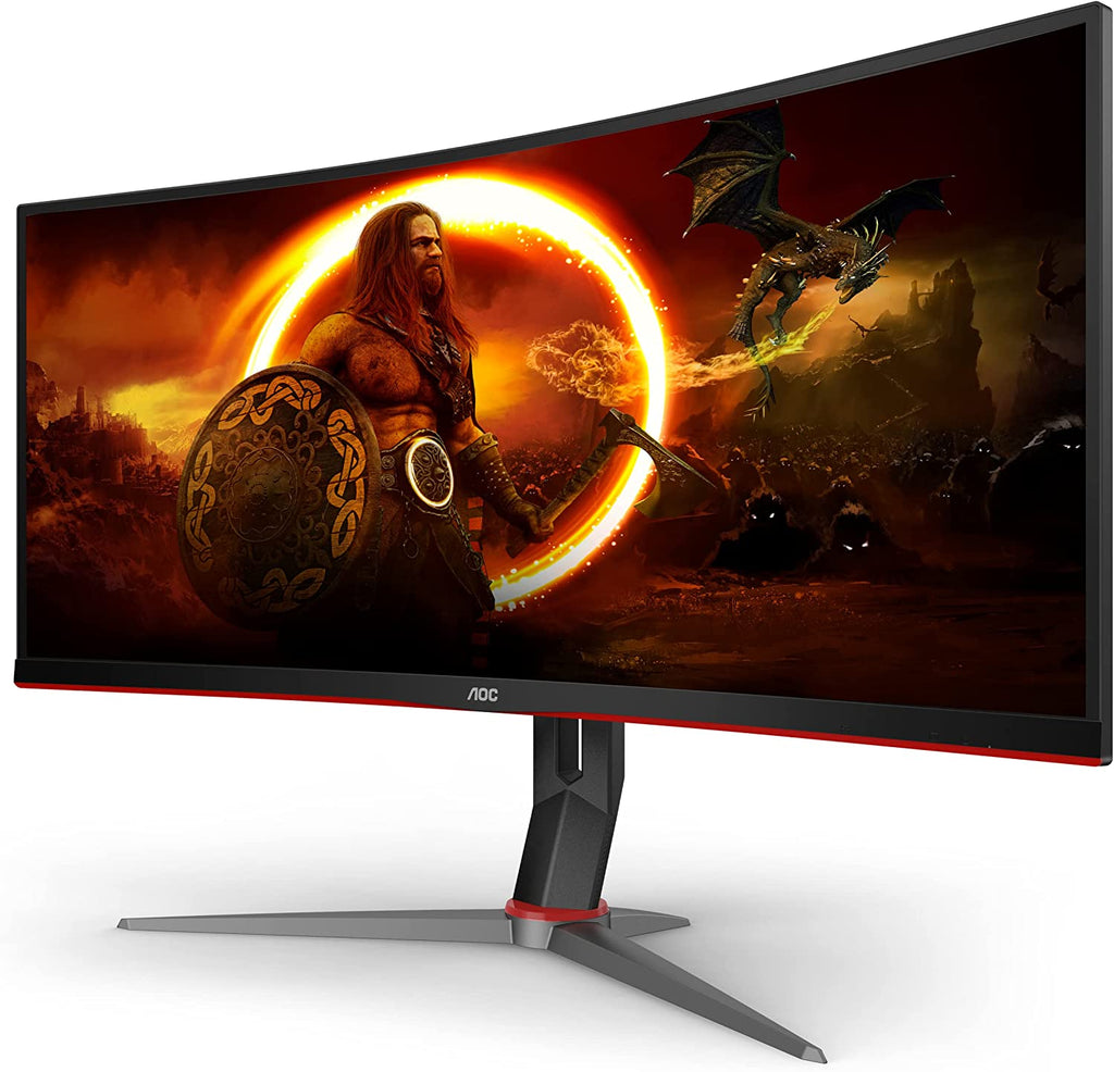 CU34G2X 34" Curved Frameless Immersive Gaming Monitor, Ultrawide QHD 3440X1440, VA Panel, 1Ms 144Hz Adaptive - Sync, Height Adjustable, 3 - Yr Zero Dead Pixels, Black/Red - ElectronicsAreFun