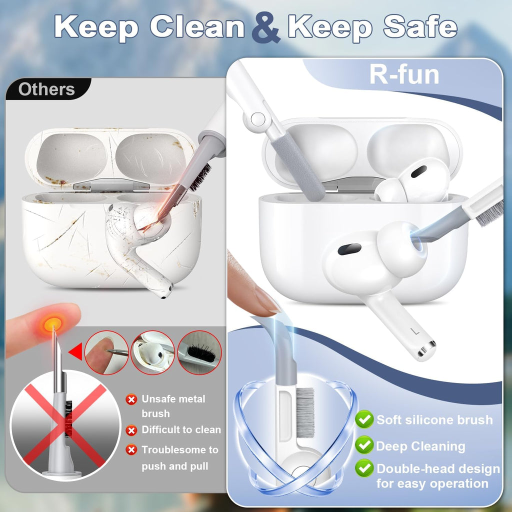 for Airpods Pro 2Nd/1St Generation Case with Cleaner Kit,Soft Silicone Protective Case Cover for Apple Airpod Pro 2/1 for Women Men,Airpods Pro Case Accessories with Keychain,Lavender - ElectronicsAreFun