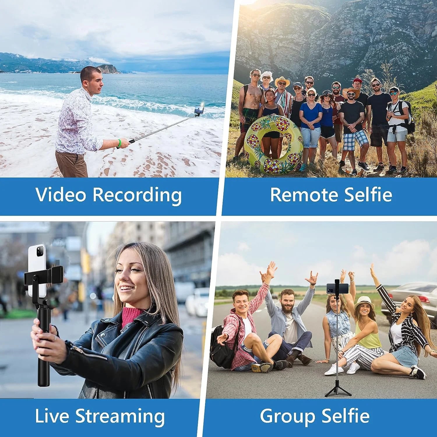 Selfie Stick, 40In Retractable with Remote, 2 Level Fill Light, Selfie Tripod for Iphone Android - ElectronicsAreFun