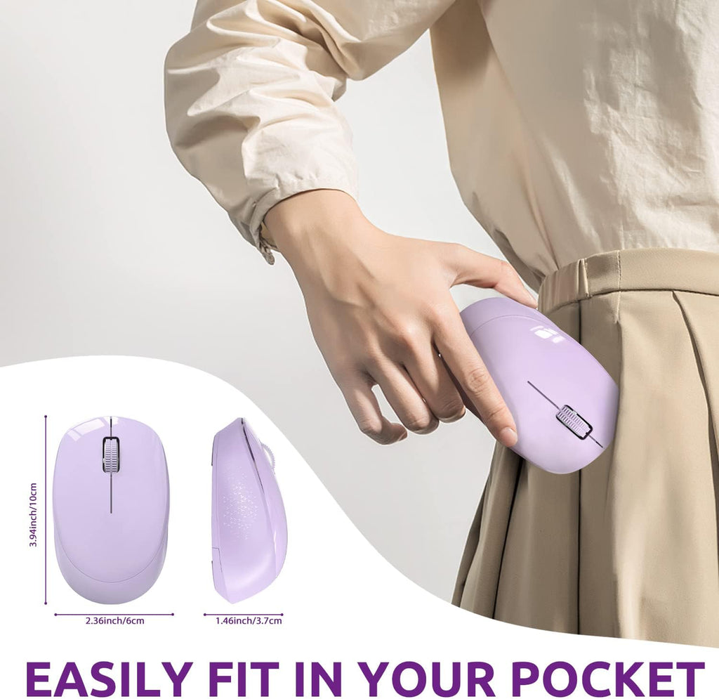 Wireless Mouse E702 2.4Ghz Portable Computer Mouse with USB Receiver, Comfortable Silent Mice for Laptop, Chromebook, PC, Notebook, Desktop, Windows, Mac (Purple) - ElectronicsAreFun