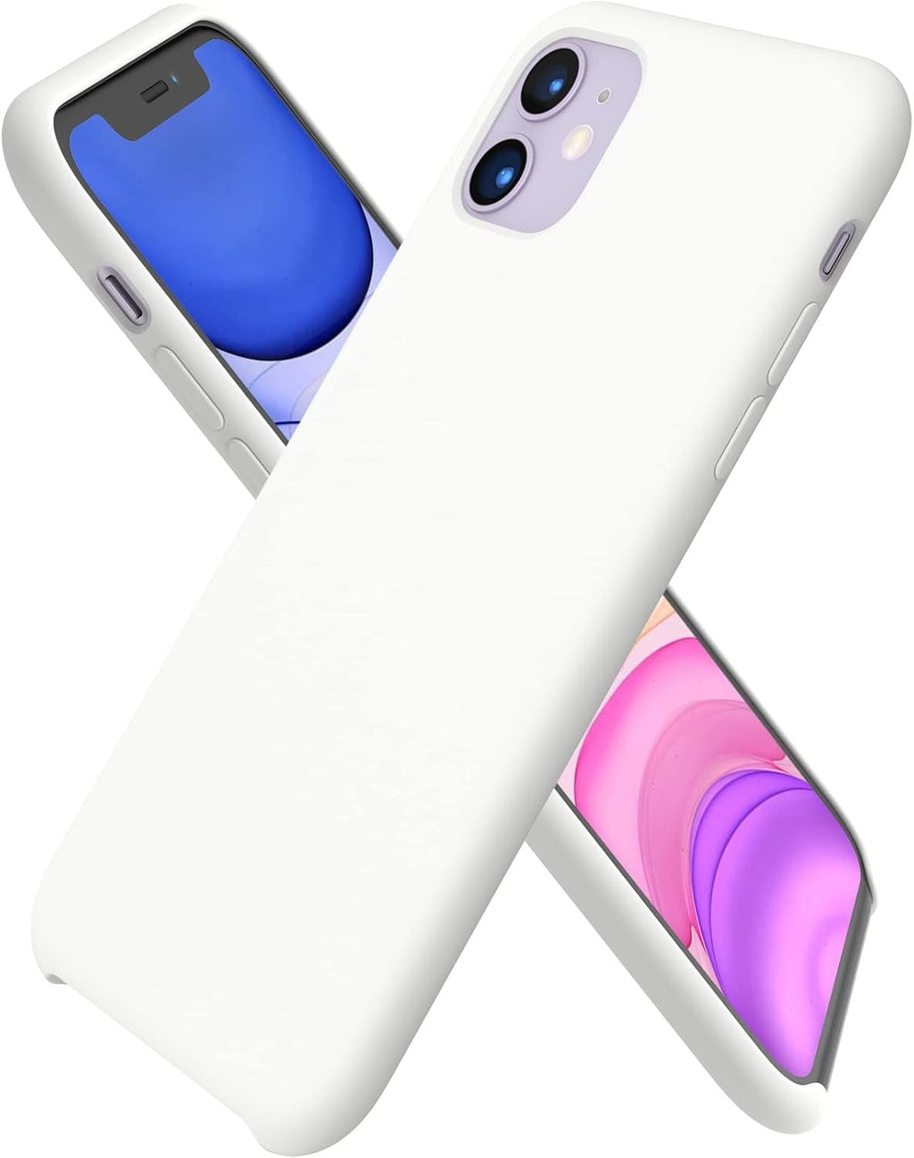 Compatible with Iphone 11 Liquid Silicone Case 6.1 Inch, Slim Liquid Silicone Case with Open Bottom Style Soft Gel Rubber Cover - White - ElectronicsAreFun
