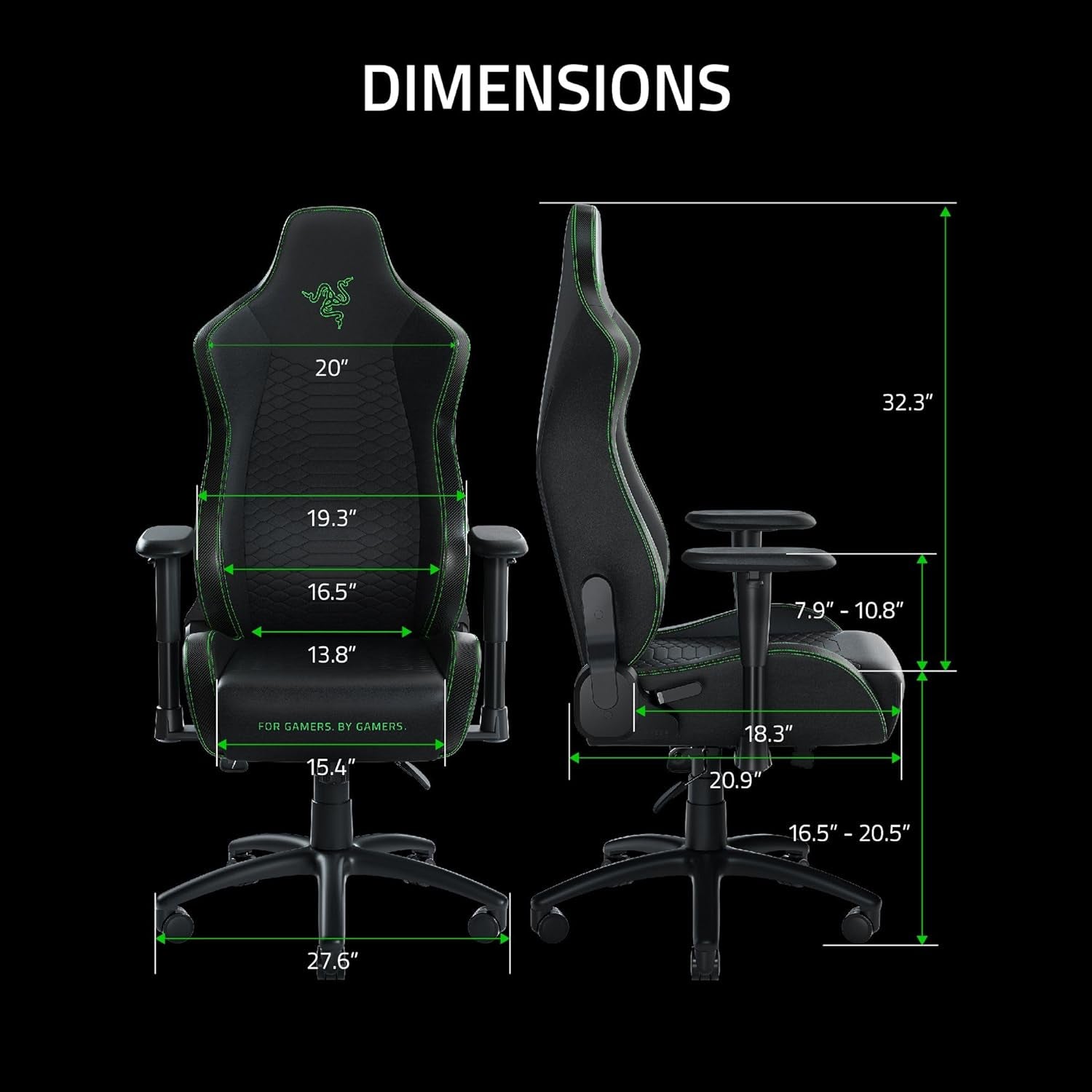 Iskur X Ergonomic Gaming Chair Black/Green - Leather Upholstered Adjustable Armrests High - Density Foam Cushions - ElectronicsAreFun