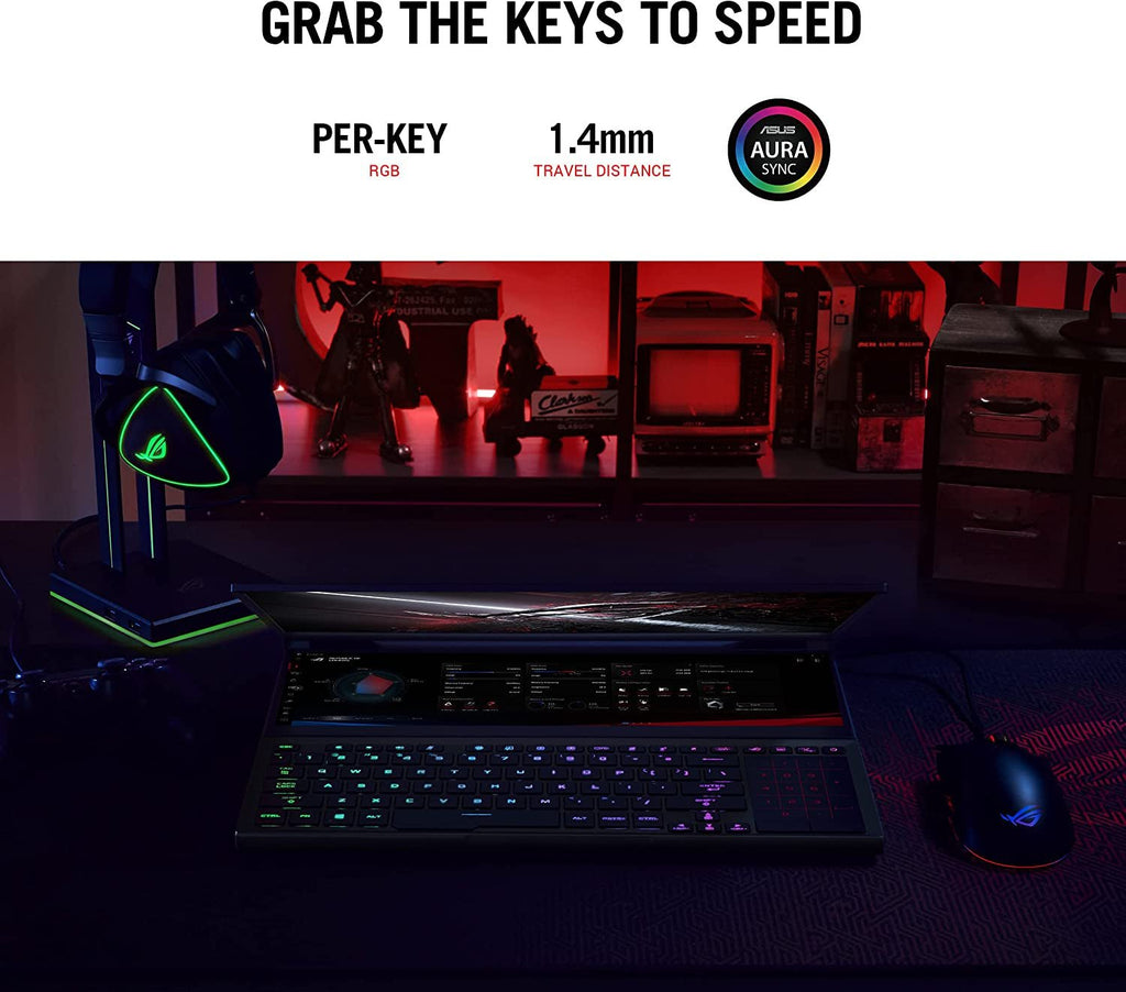 ROG Zephyrus Duo SE 15 Gaming Laptop, 15.6” 300Hz IPS Type FHD Display, NVIDIA Geforce RTX 3060, AMD Ryzen 9 5980HX, 16GB DDR4, 1TB Pcie SSD, Per - Key RGB Keyboard, Windows 10 Home, GX551QM - ES96 - ElectronicsAreFun