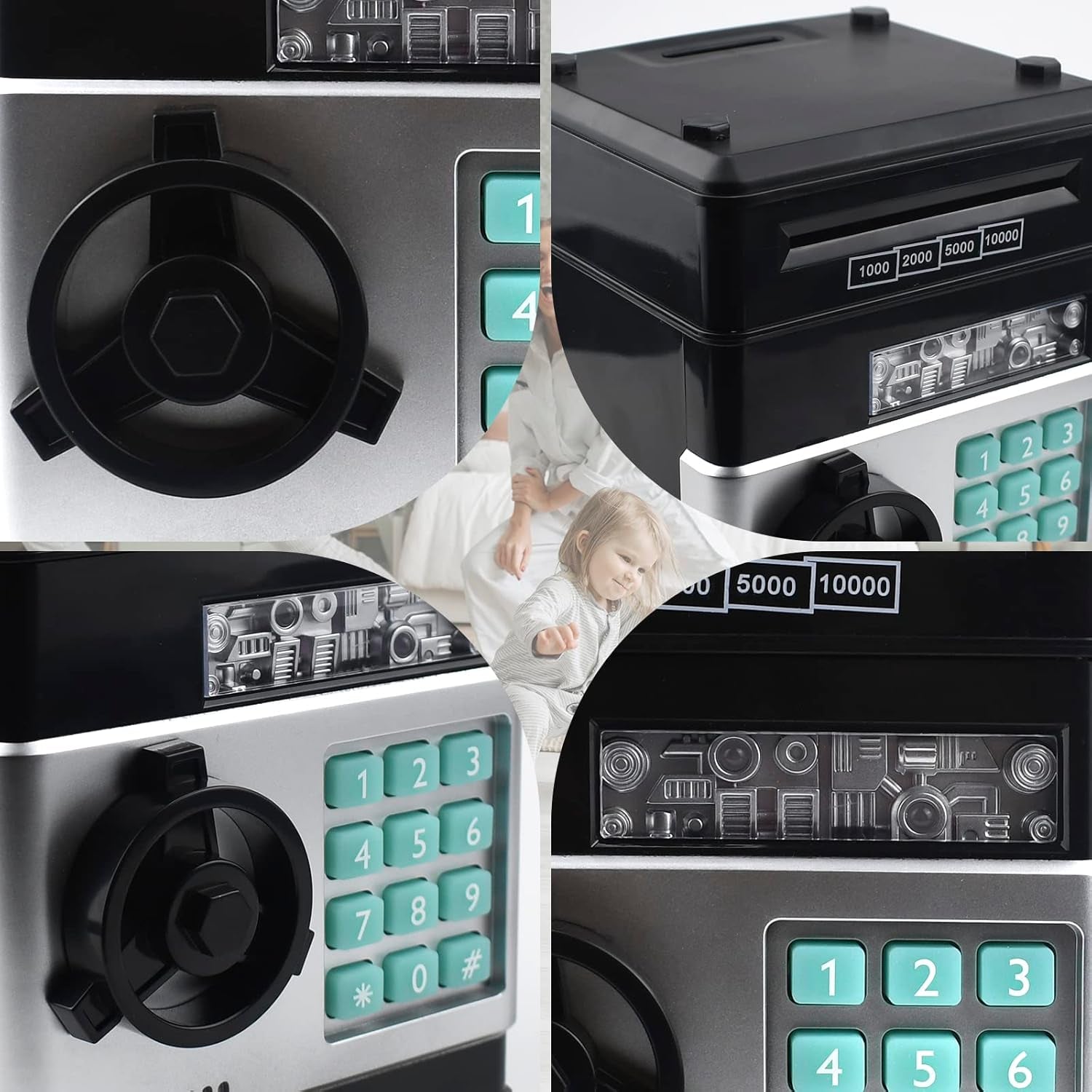 Piggy Bank for Kids, Electronic Password Code Money Bank ATM Bank Box Coin Bank for Children Boys and Girls (Black) - ElectronicsAreFun