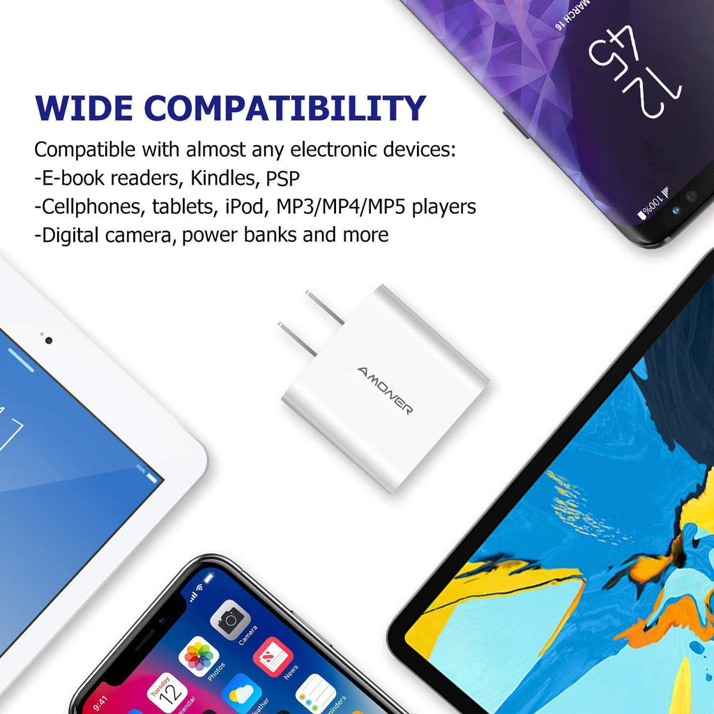 USB Wall Charger, 2Pack 15W 3 - Port USB Charger Block Iphone Cube Charging Blocks for Iphone 14/13/12/11/X/XR/X/8/7/6, Galaxy, Android Phones and More - ElectronicsAreFun