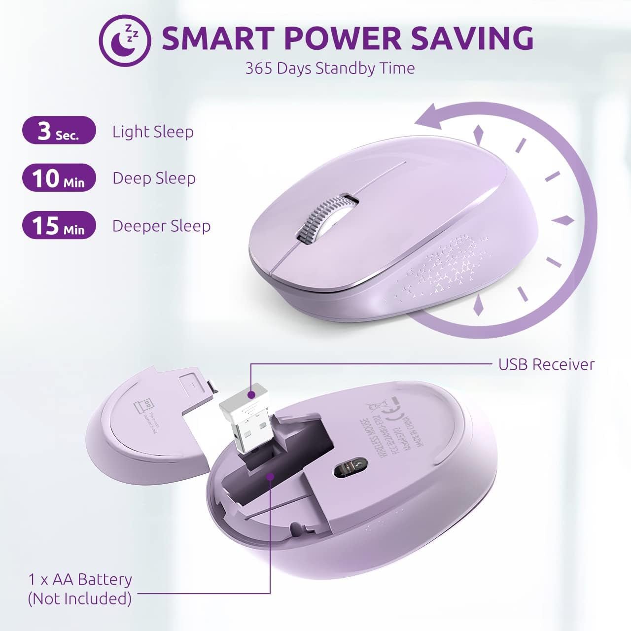 Wireless Mouse E702 2.4Ghz Portable Computer Mouse with USB Receiver, Comfortable Silent Mice for Laptop, Chromebook, PC, Notebook, Desktop, Windows, Mac (Purple) - ElectronicsAreFun