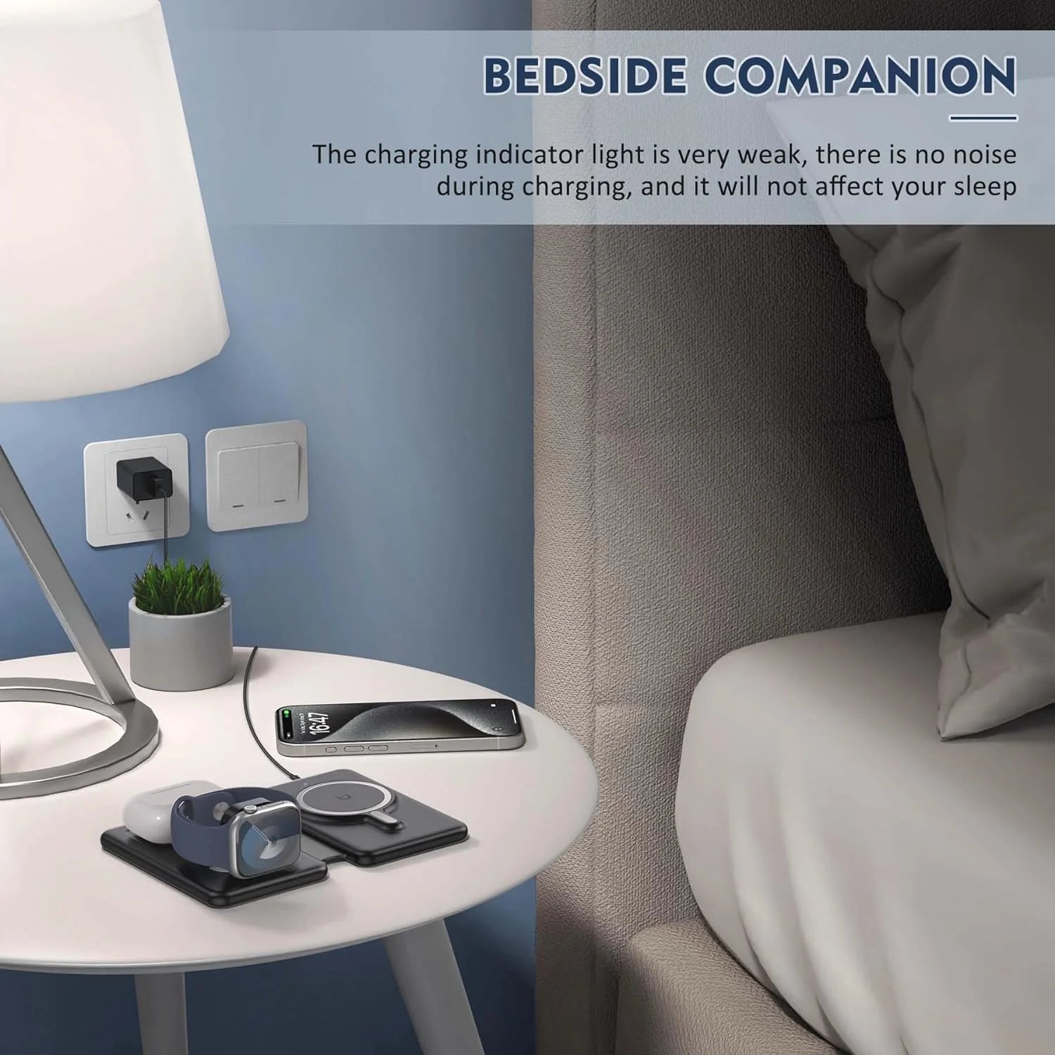 Wireless Charger for Iphione: 3 in 1 Foldable Charging Station Compatible for Iphone 15/14/13/Pro/Max& Iwatch Series& Airpods 3/2/Pro, Black - ElectronicsAreFun