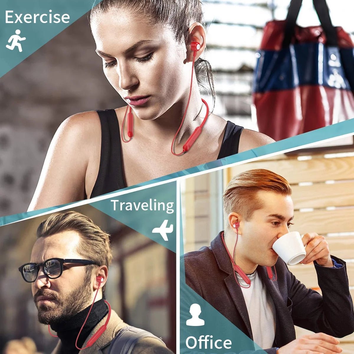 Bluetooth Earbuds Wireless Headphones Bluetooth 5.3 Running Headphones IPX7 Waterproof Earphones with 12 Hrs Playtime Stereo Sound Isolation Headsets for Workout Gym,Red - ElectronicsAreFun