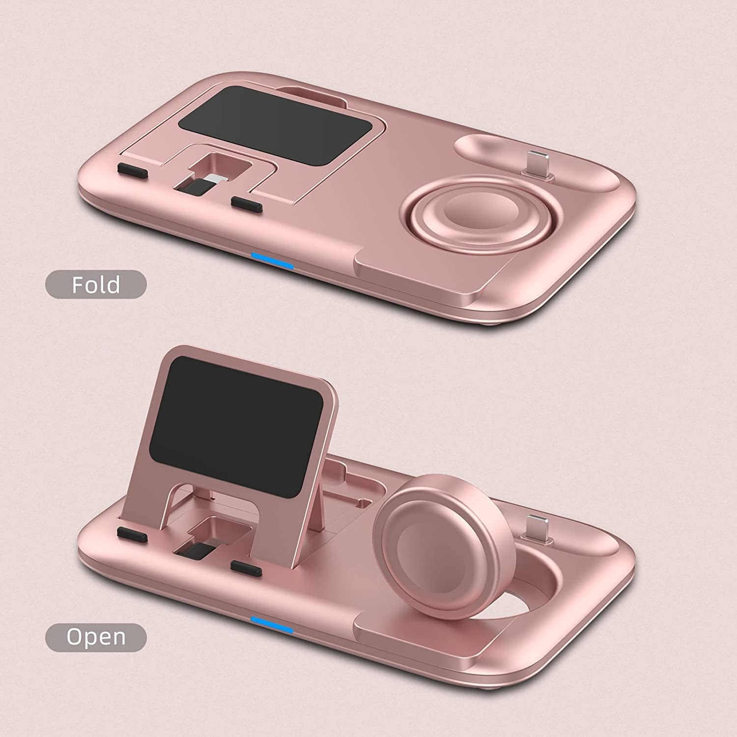 3 in 1 Charging Station for Multiple Devices Apple Bedside Charging Stand for Iphone and Apple Watch 7/6/SE/5/4/3/2/1 Charging Dock for Airpods Pro/3/2/1 (With 12W Fast Charger) Rose Gold - ElectronicsAreFun