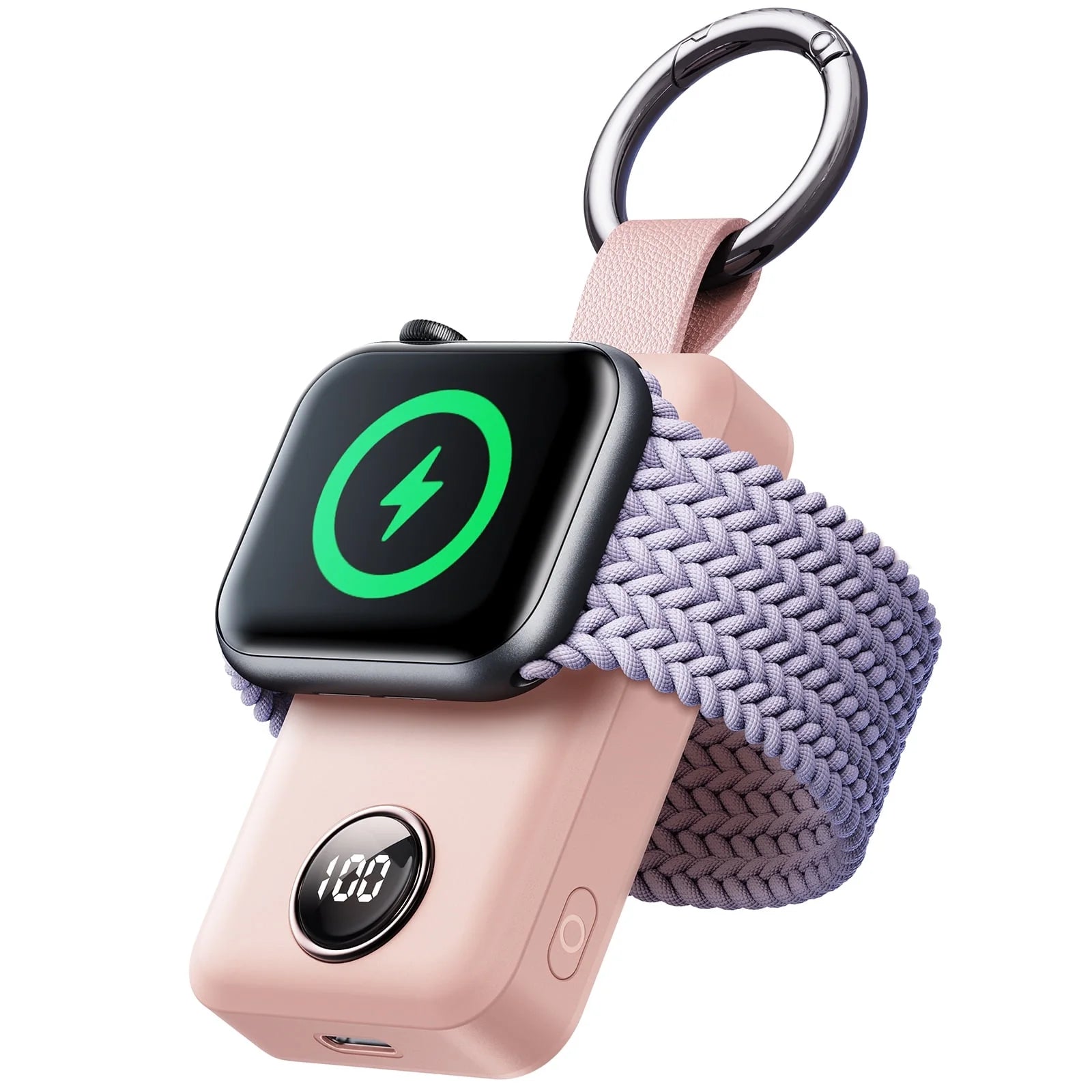 Portable Charger for Apple Watch, 2000Mah Magnetic Wireless Power Bank Fast Charger Keychain, Compatible for Iwatch Series 11/10/9/8/7/6/5/Se/4/3/2/Ultra, Pink - ElectronicsAreFun