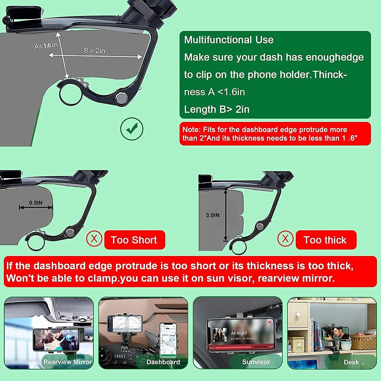 Universal Car Phone Holder Mount 360 Degree Rotation Dashboard Cell Phone Holder - ElectronicsAreFun