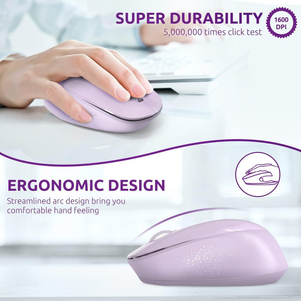 Wireless Mouse E702 2.4Ghz Portable Computer Mouse with USB Receiver, Comfortable Silent Mice for Laptop, Chromebook, PC, Notebook, Desktop, Windows, Mac (Purple) - ElectronicsAreFun