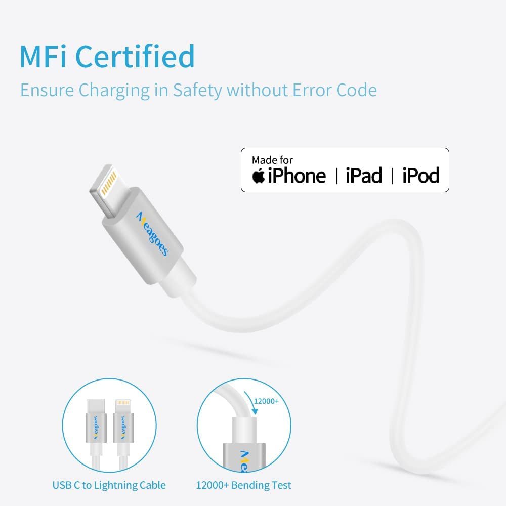 Fast USB C Car Charger, 20W PD Rapid Charging Adapter Compatible for Apple Iphone 14 Pro Max/14 Pro/14 Plus/14/13/12/Mini/11/Xs/Xr/X/8 Plus/Se 3 - 3.3Ft Mfi Certified Type C to Lightning Cable - ElectronicsAreFun