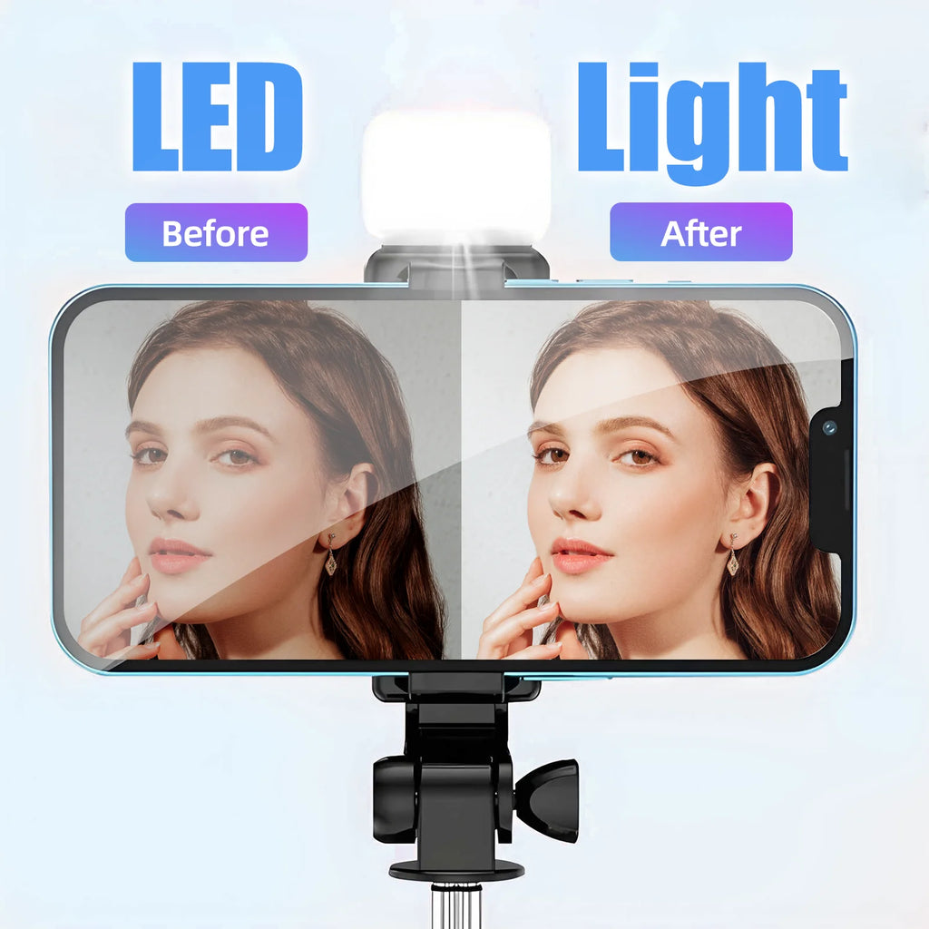 Selfie Stick, 40In Retractable with Remote, 2 Level Fill Light, Selfie Tripod for Iphone Android - ElectronicsAreFun