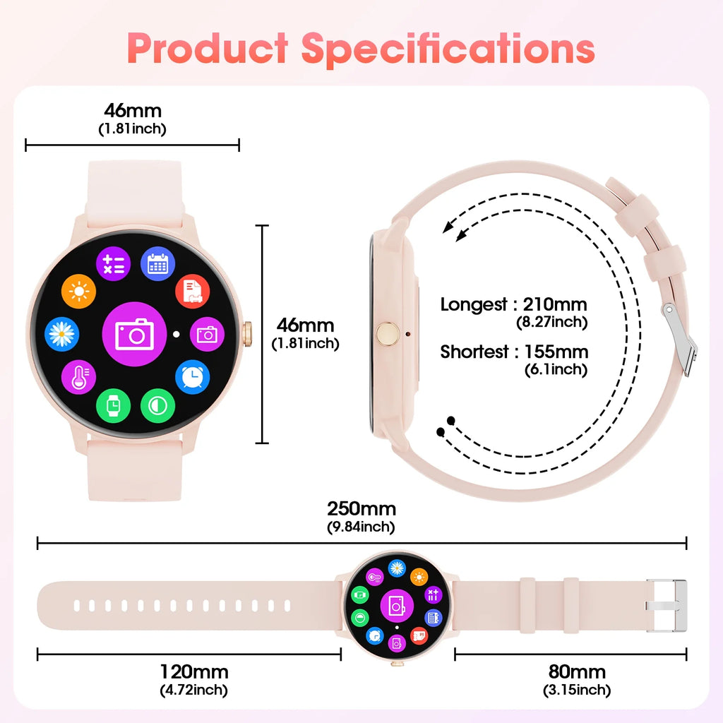 Smart Watch (Answer/Dial Call),1.39" Touch Display Fitness Tracker with Sport Modes, Smartwatch with IP68 Waterproof,Step Counter Watch Fits for Android (Pink) - ElectronicsAreFun