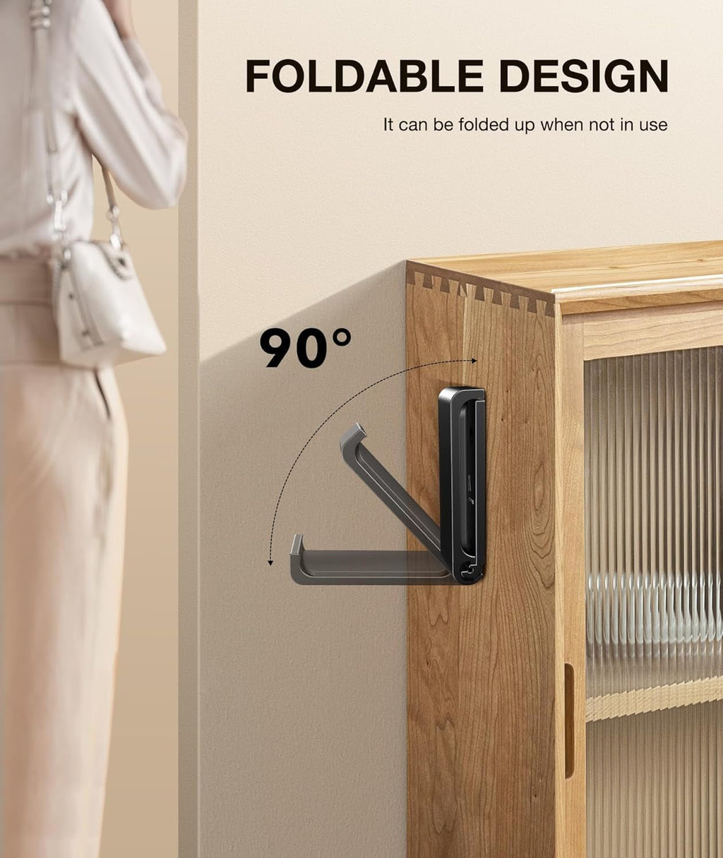 Headphone Stand Hanger Foldable Wall Hooks, save Space Durable Aluminum Headset Stand Holder for Universal Gaming Headset, Strong Adhesive, Black - ElectronicsAreFun