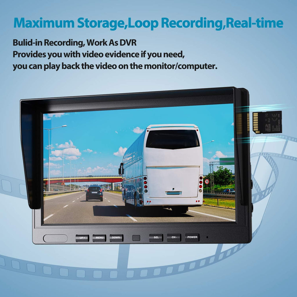 Ⅱ 10" 1080P Wired Backup Camera System,10 - Inch HD Dual Split Screen Monitor with Recording IP69 Waterproof Rear View Camera Parking Lines Supports up to 2 Cameras for Truck/Trailer/Rv(Dy101) - ElectronicsAreFun