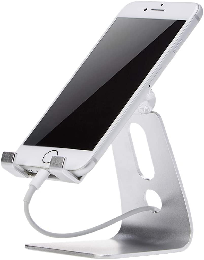 Adjustable Aluminum Phone Stand for Cell Phones, Iphone and Android, 3.15 X 2.87 X 3.74 Inch, Silver - ElectronicsAreFun