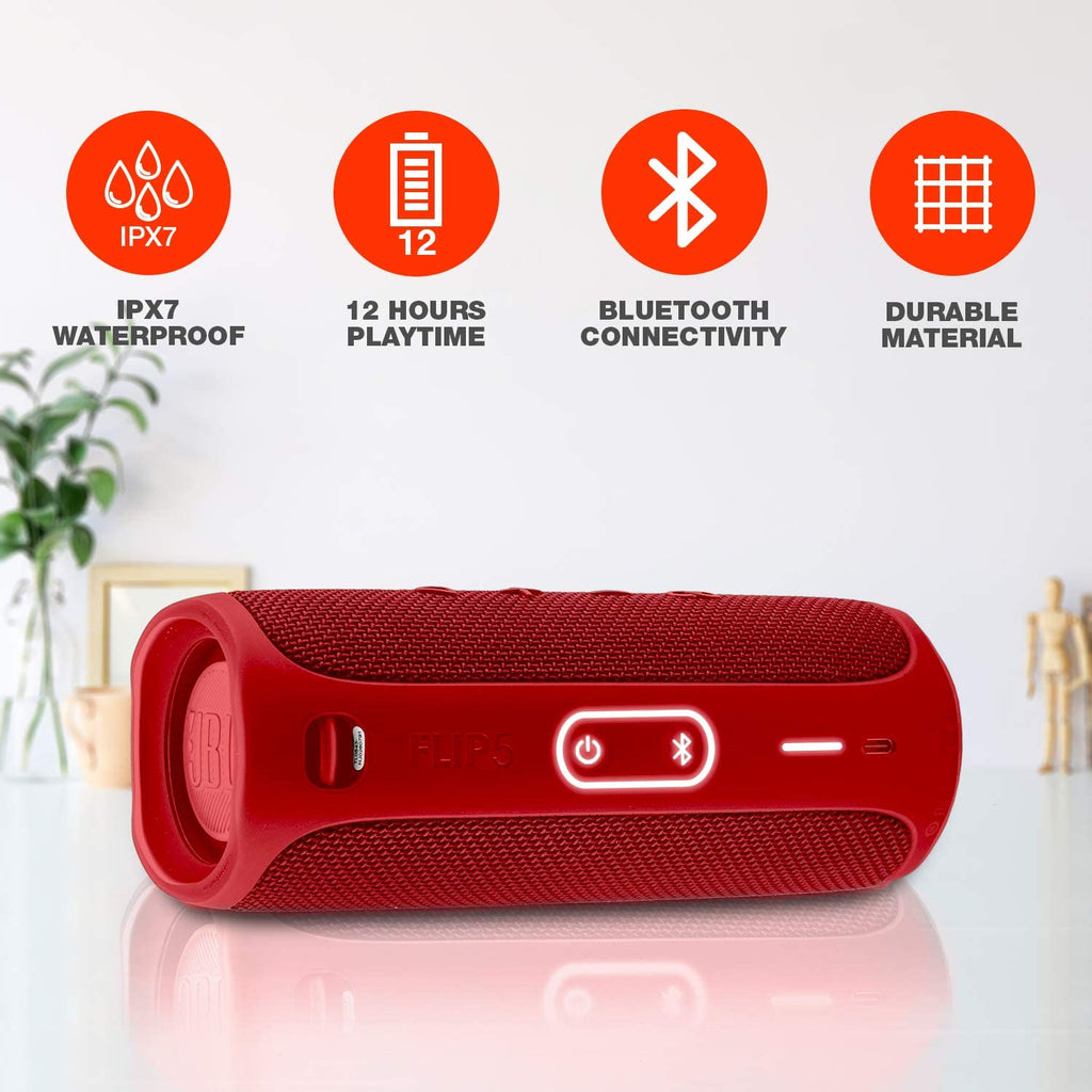 Flip 5: Portable Wireless Bluetooth Speaker, IPX7 Waterproof - Red - Boomph'S Comprehensive Ultimate Performance Cloth Solution for Your On - The - Go Sound Experience - ElectronicsAreFun