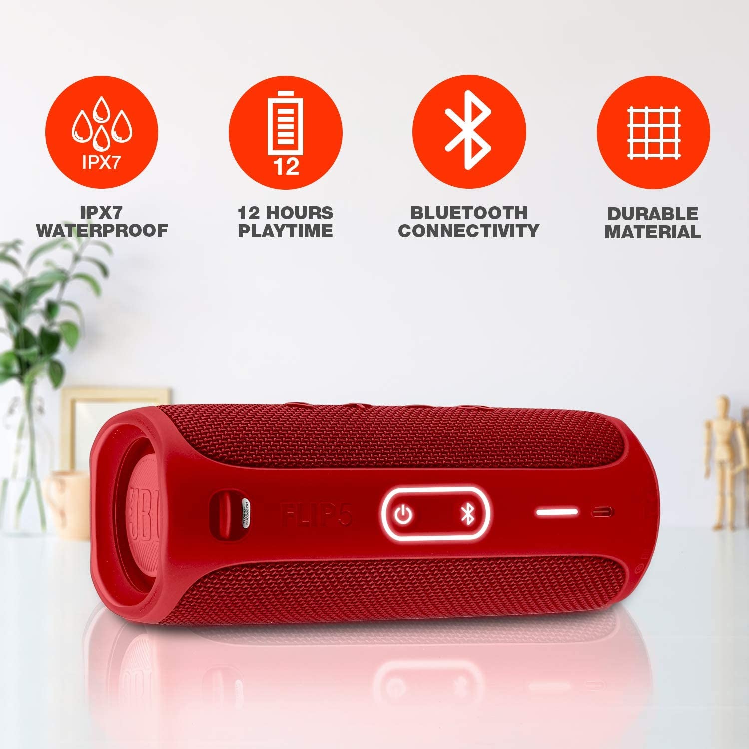 Flip 5: Portable Wireless Bluetooth Speaker, IPX7 Waterproof - Red - Boomph'S Comprehensive Ultimate Performance Cloth Solution for Your On - The - Go Sound Experience - ElectronicsAreFun
