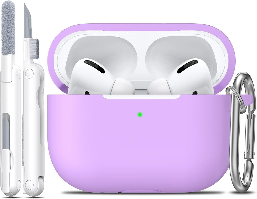 for Airpods Pro 2Nd/1St Generation Case with Cleaner Kit,Soft Silicone Protective Case Cover for Apple Airpod Pro 2/1 for Women Men,Airpods Pro Case Accessories with Keychain,Lavender - ElectronicsAreFun