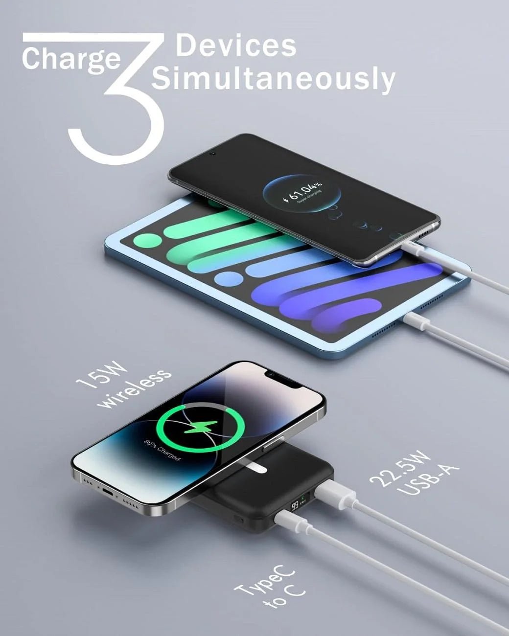 Wireless Portable Charger, 10000Mah Magnetic Power Bank LED Display 22.5W PD Fast Charging Battery Pack for Iphone 16/15/14/13/12/Mini/Pro/Pro Max - Black - ElectronicsAreFun