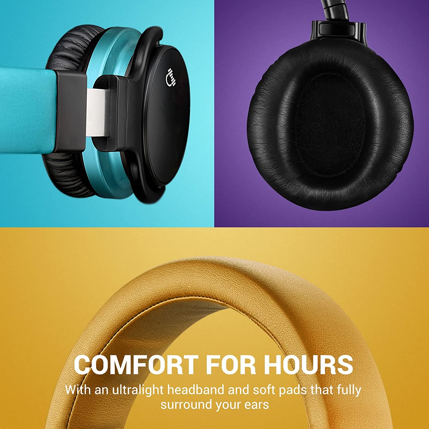 E7 Active Noise Cancelling Headphones Bluetooth Headphones Wireless Headphones over Ear with Microphone Deep Bass, Comfortable Protein Earpads, 30 Hours Playtime for Travel/Work, Yellow - ElectronicsAreFun