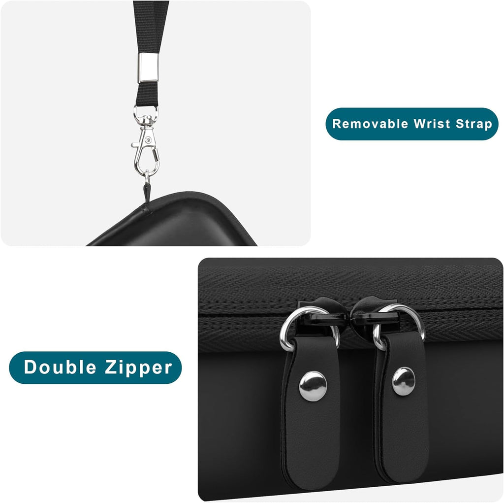 Hard Case for HP Sprocket 2X3 Portable Instant Photo Printer, Zipper Mesh Pocket Fits Photo Paper and Cable, Black - ElectronicsAreFun