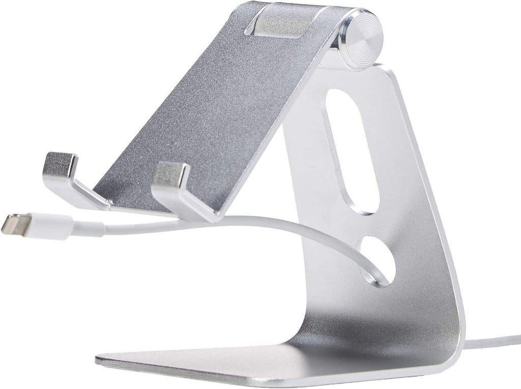 Adjustable Aluminum Phone Stand for Cell Phones, Iphone and Android, 3.15 X 2.87 X 3.74 Inch, Silver - ElectronicsAreFun
