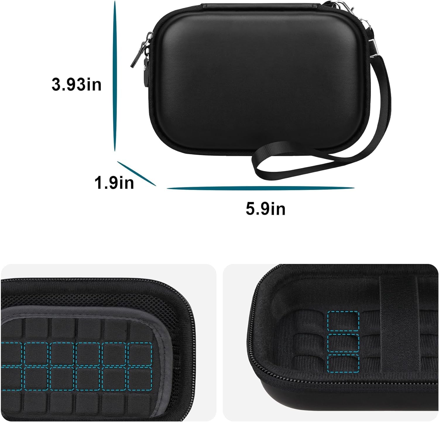 Hard Case for HP Sprocket 2X3 Portable Instant Photo Printer, Zipper Mesh Pocket Fits Photo Paper and Cable, Black - ElectronicsAreFun