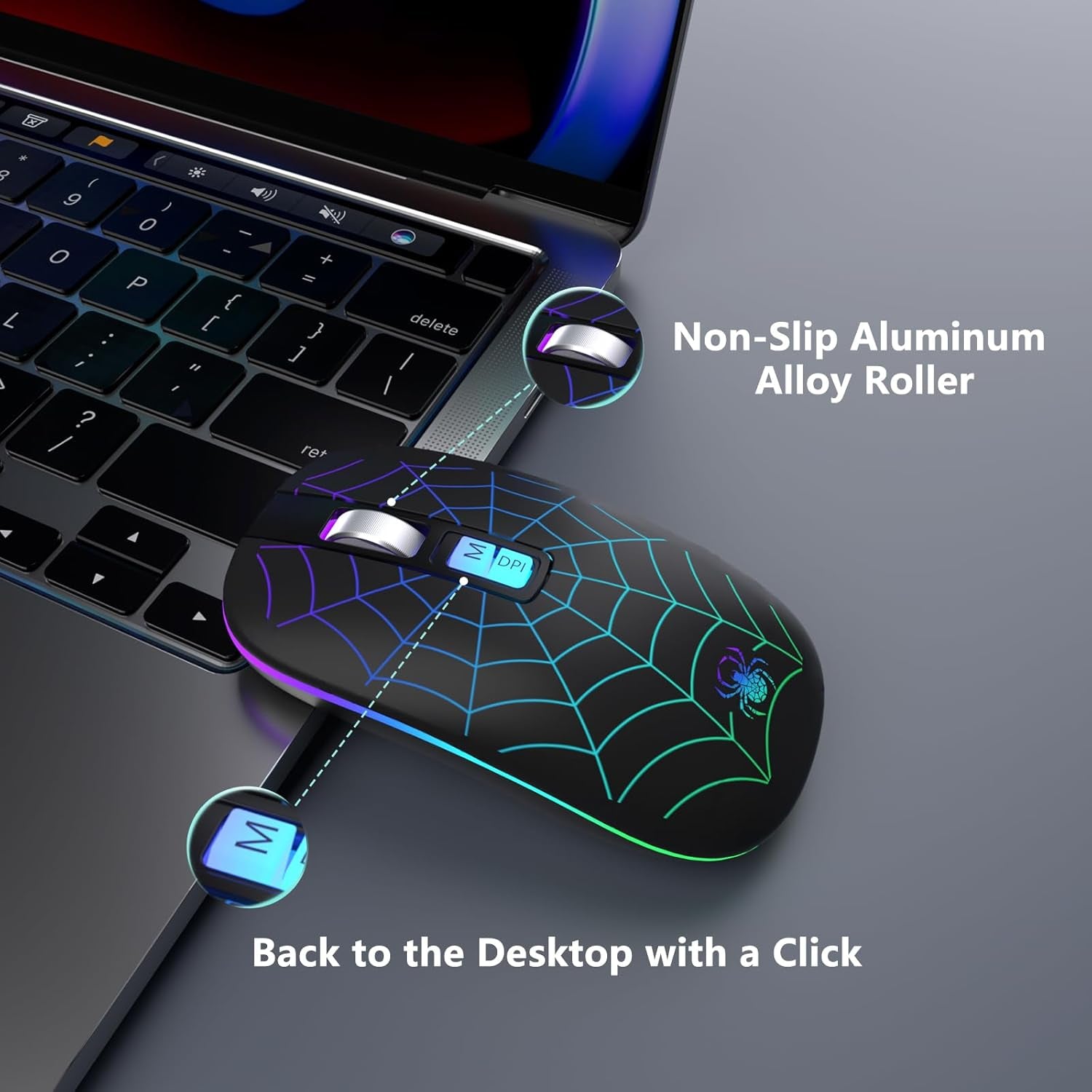 Wireless Bluetooth Mouse, LED Laptop Mouse with Dual Mode (Bluetooth + USB) 2.4Ghz, Portable Cordless Slient Computer Mice for Macbook/Windows/Chromebook - Balck - ElectronicsAreFun
