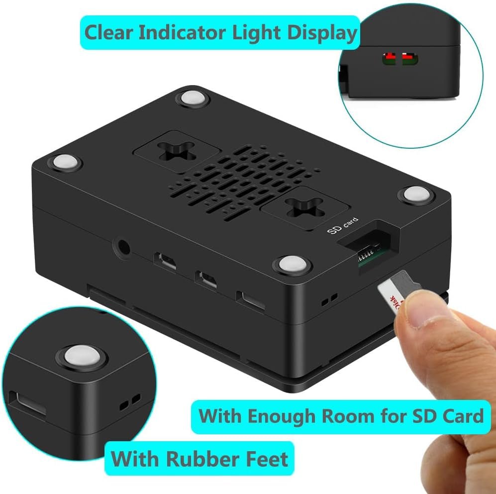 Case for Raspberry Pi 4, ABS Pi 4 Case with Cooling Fan, Pi 4 Heatsink, Simple Removable Top Cover for Pi 4 Model B/ 4B - ElectronicsAreFun