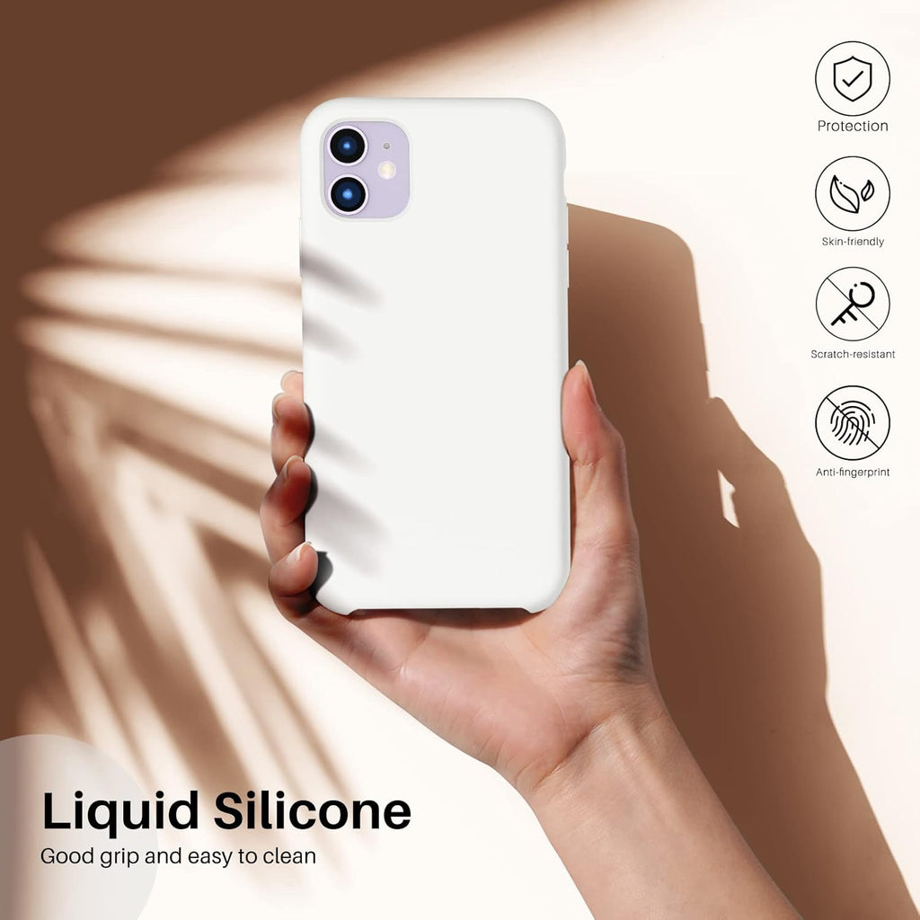 Compatible with Iphone 11 Liquid Silicone Case 6.1 Inch, Slim Liquid Silicone Case with Open Bottom Style Soft Gel Rubber Cover - White - ElectronicsAreFun