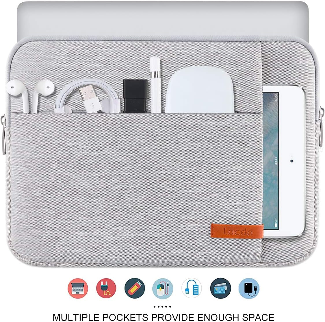 15 - 15.6 Inch Laptop Sleeve Case for Acer HP Lenovo Dell ASUS Laptop, Acer Aspire 15, HP Pavilion/Envy 15, Dell Inspiron/Latitude 15, Lenovo Ideapad 15, ASUS Zenbook 15 Computer Bag, Gray - ElectronicsAreFun