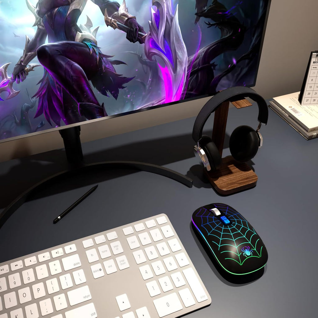 Wireless Bluetooth Mouse, LED Laptop Mouse with Dual Mode (Bluetooth + USB) 2.4Ghz, Portable Cordless Slient Computer Mice for Macbook/Windows/Chromebook - Balck - ElectronicsAreFun