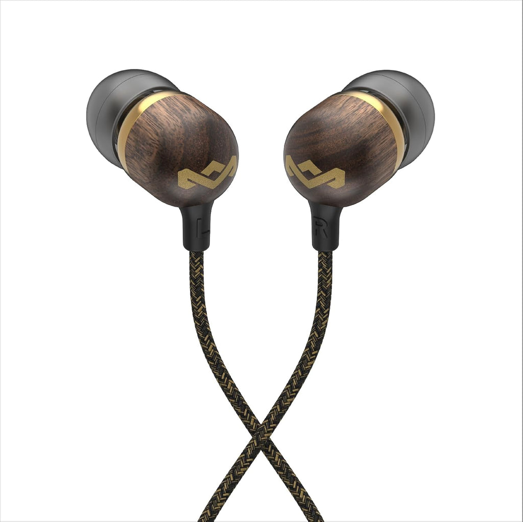 Smile Jamaica: Wired Earphones with Microphone, Noise Isolating Design, and Sustainable Materials, Brass - ElectronicsAreFun