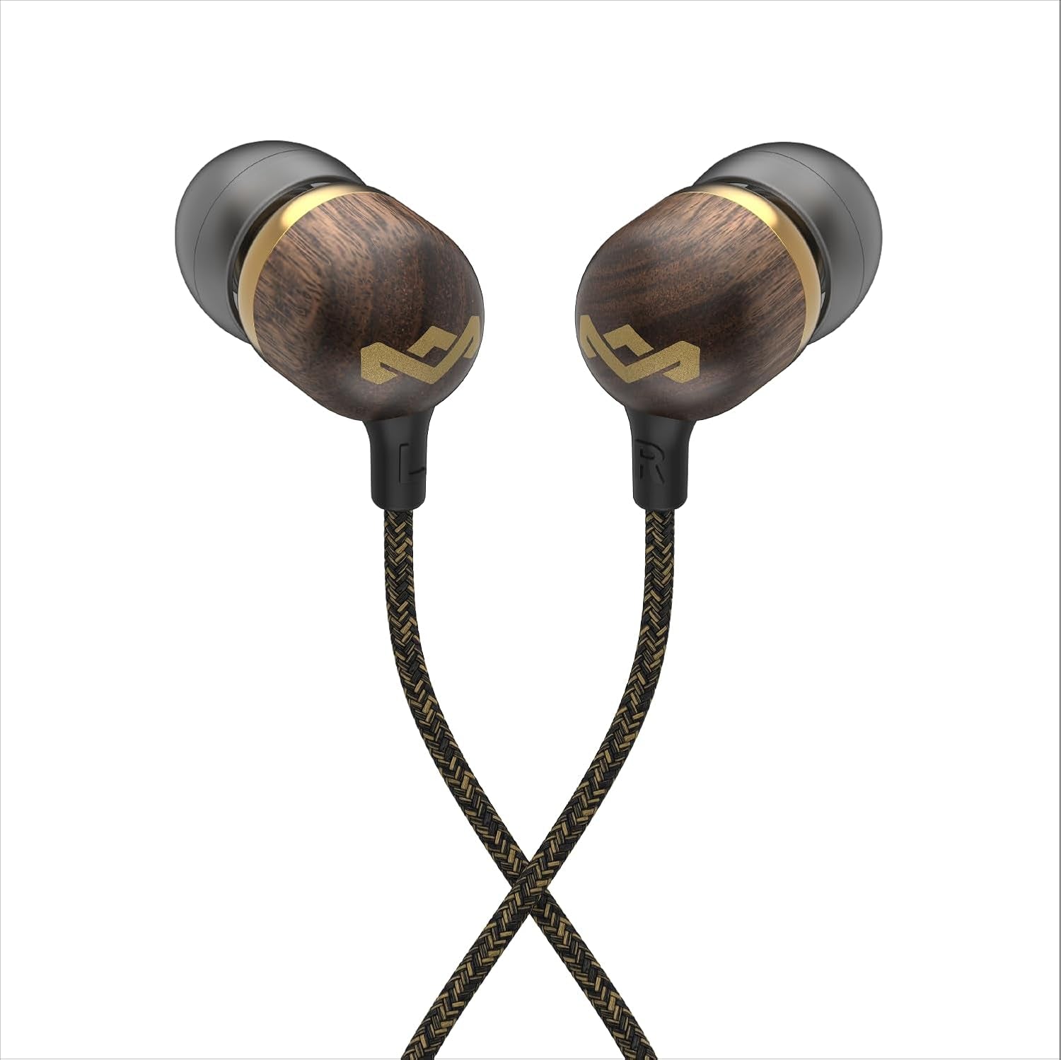 Smile Jamaica: Wired Earphones with Microphone, Noise Isolating Design, and Sustainable Materials, Brass - ElectronicsAreFun