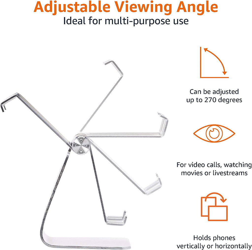 Adjustable Aluminum Phone Stand for Cell Phones, Iphone and Android, 3.15 X 2.87 X 3.74 Inch, Silver - ElectronicsAreFun