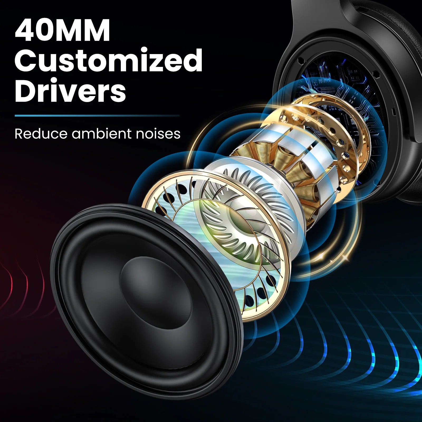 Noise Cancelling Headphones, Wireless Bluetooth Headphones, over Ear Headphones with Microphone, Black, Q8 - ElectronicsAreFun