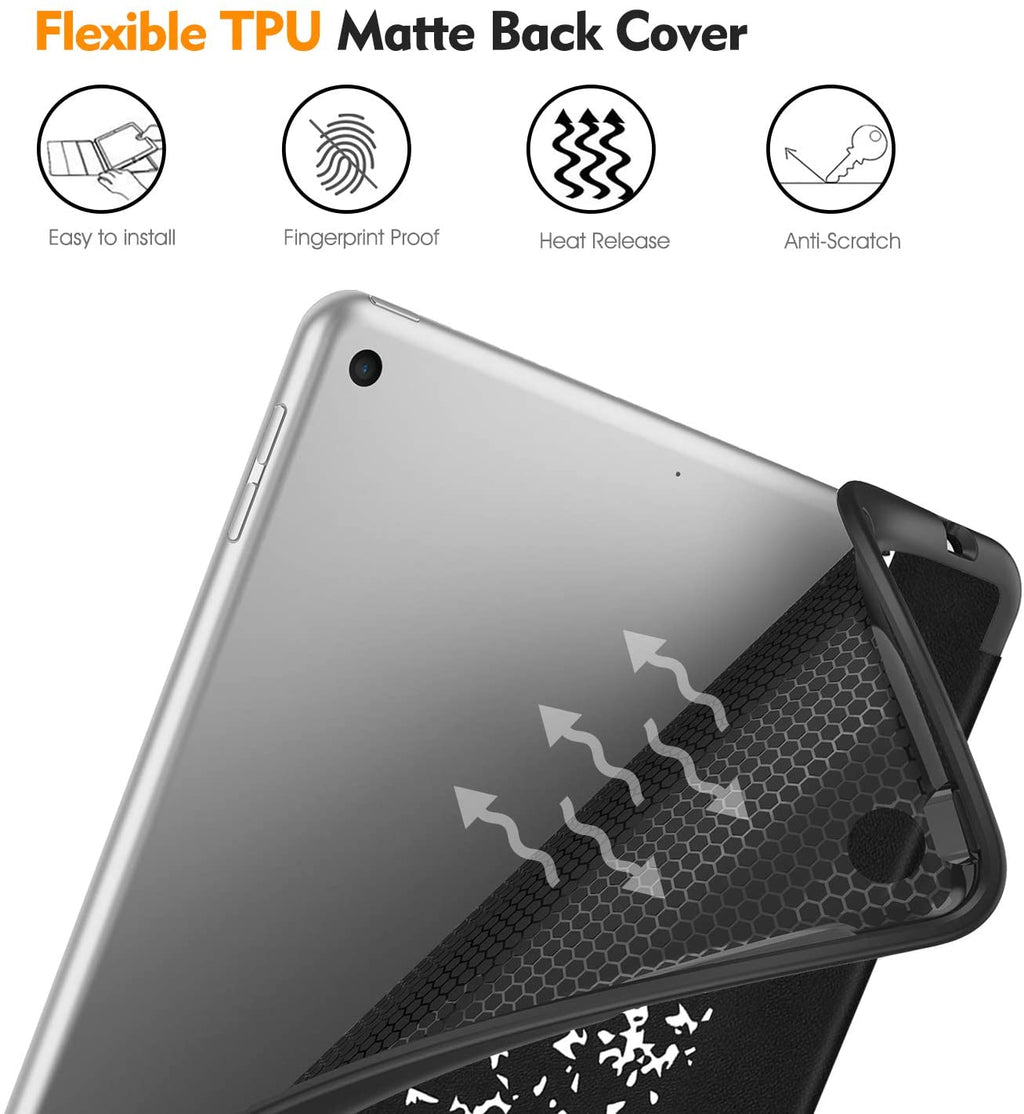 Slimshell Case for Ipad 9Th / 8Th / 7Th Generation (2021/2020/2019 Model) 10.2 Inch - [Built - In Pencil Holder] Soft TPU Protective Stand Back Cover, Auto Wake/Sleep, Composition Book Black - ElectronicsAreFun