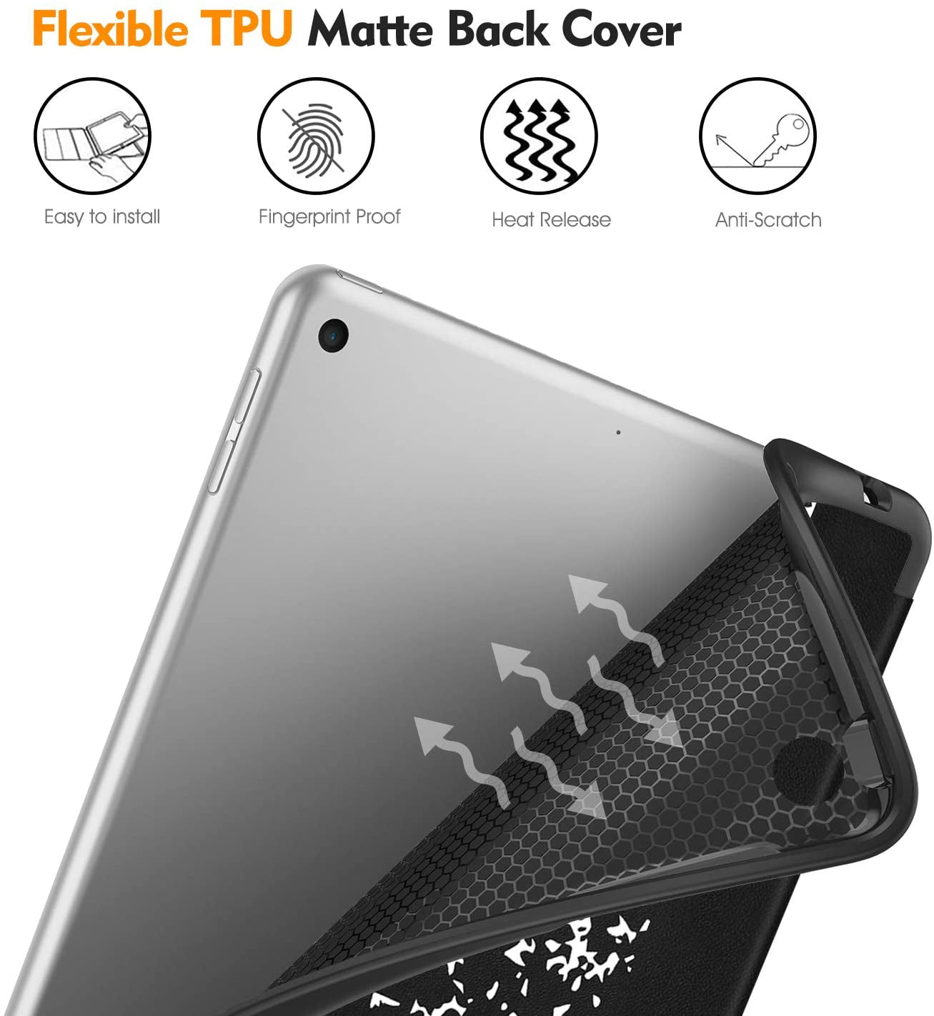 Slimshell Case for Ipad 9Th / 8Th / 7Th Generation (2021/2020/2019 Model) 10.2 Inch - [Built - In Pencil Holder] Soft TPU Protective Stand Back Cover, Auto Wake/Sleep, Composition Book Black - ElectronicsAreFun