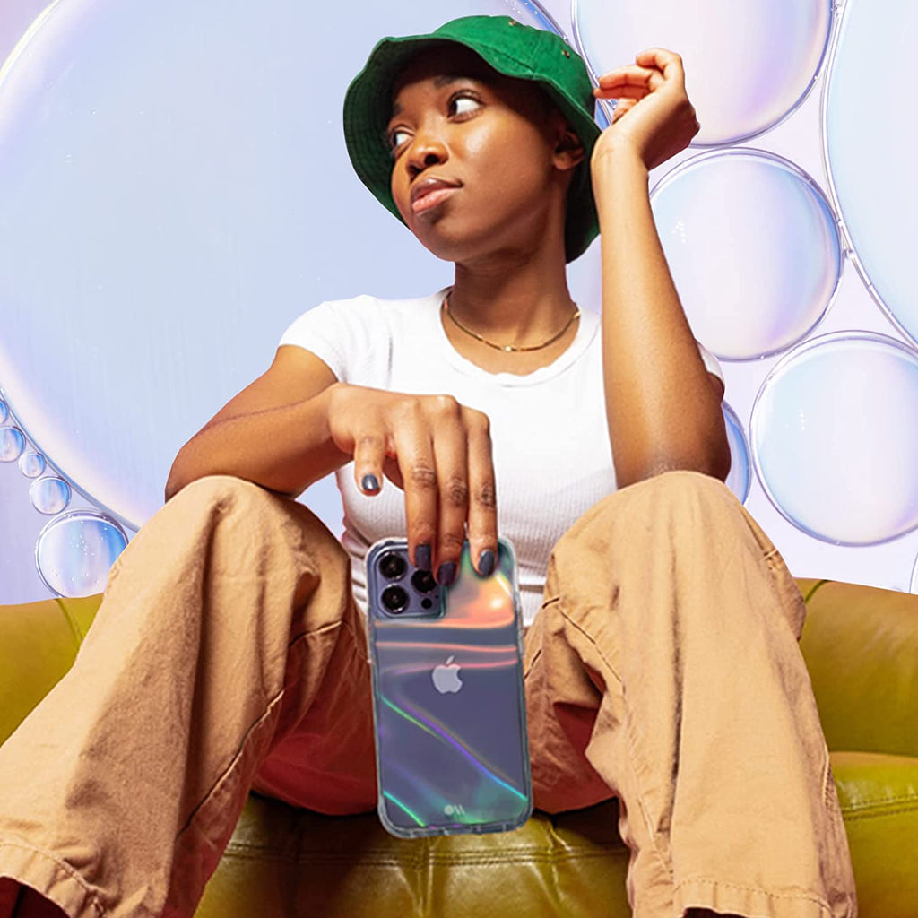 Soap Bubble Iphone 13 Pro Case [10Ft Drop Protection] [Wireless Charging Compatible] Luxury Cover for Iphone 13 Pro 6.1" - Iridescent Swirl Effect. Anti - Scratch, Shock Absorbing - Iridescent - ElectronicsAreFun