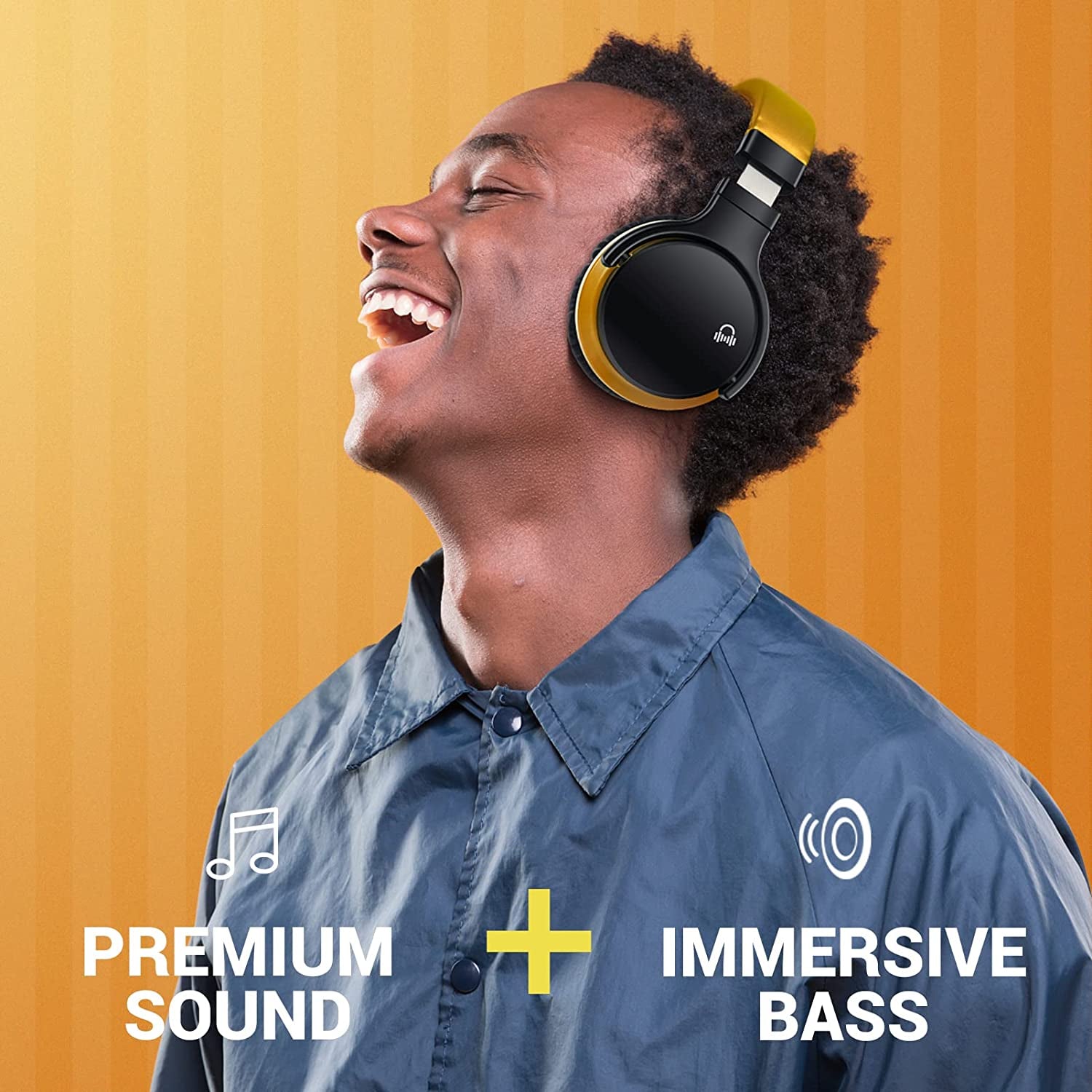 E7 Active Noise Cancelling Headphones Bluetooth Headphones Wireless Headphones over Ear with Microphone Deep Bass, Comfortable Protein Earpads, 30 Hours Playtime for Travel/Work, Yellow - ElectronicsAreFun