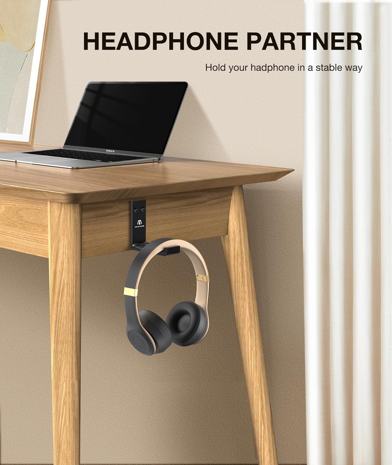 Headphone Stand Hanger Foldable Wall Hooks, save Space Durable Aluminum Headset Stand Holder for Universal Gaming Headset, Strong Adhesive, Black - ElectronicsAreFun
