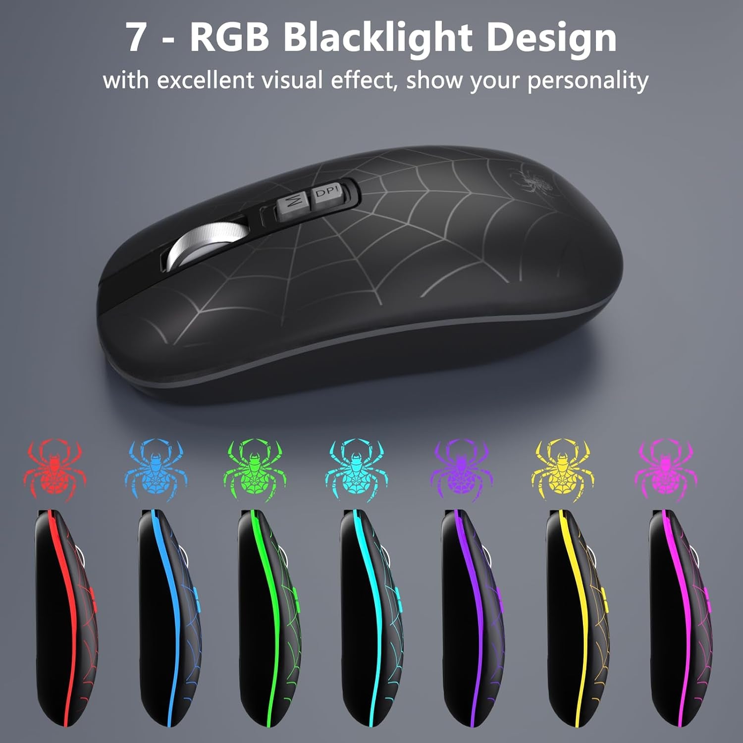 Wireless Bluetooth Mouse, LED Laptop Mouse with Dual Mode (Bluetooth + USB) 2.4Ghz, Portable Cordless Slient Computer Mice for Macbook/Windows/Chromebook - Balck - ElectronicsAreFun