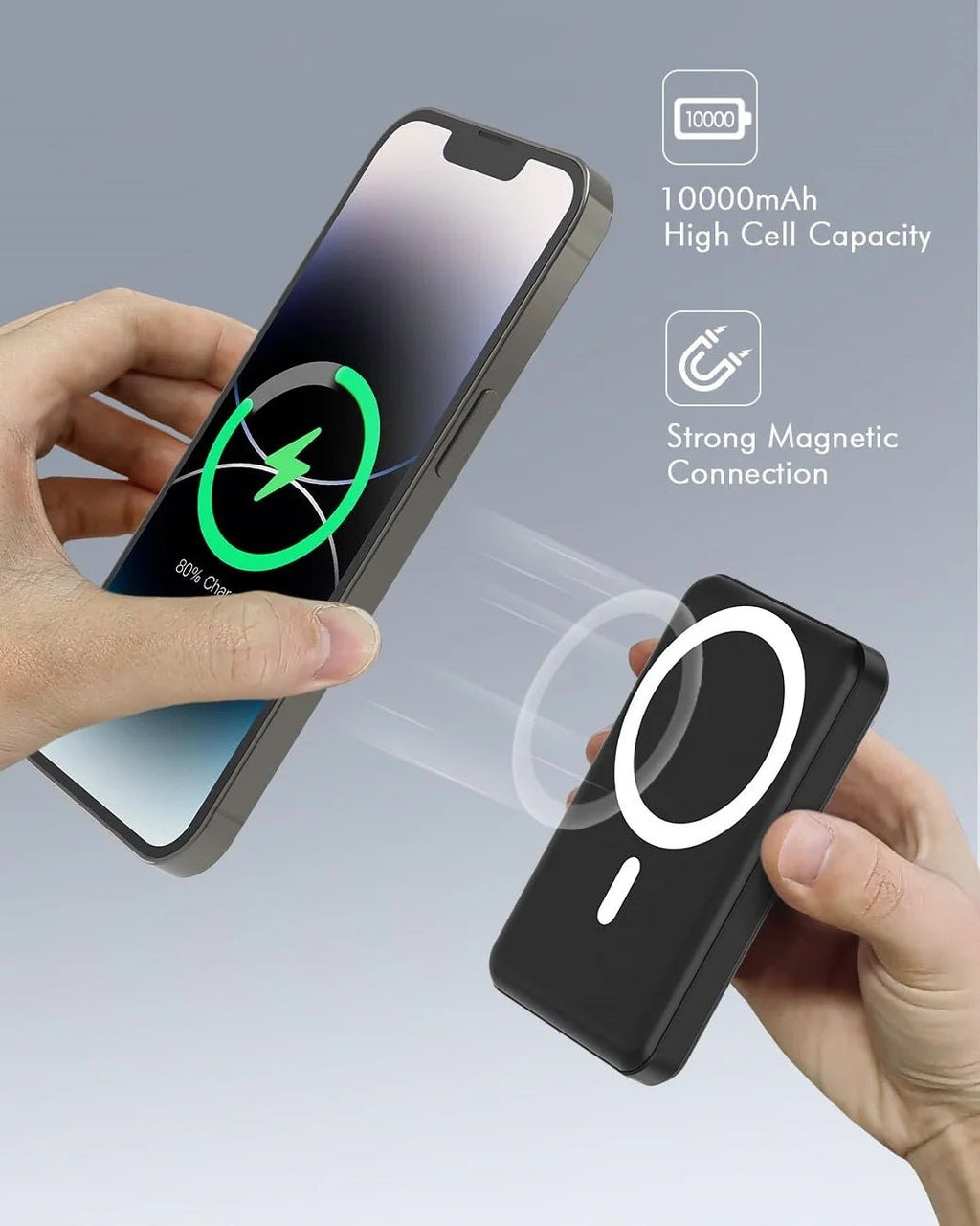 Wireless Portable Charger, 10000Mah Magnetic Power Bank LED Display 22.5W PD Fast Charging Battery Pack for Iphone 16/15/14/13/12/Mini/Pro/Pro Max - Black - ElectronicsAreFun