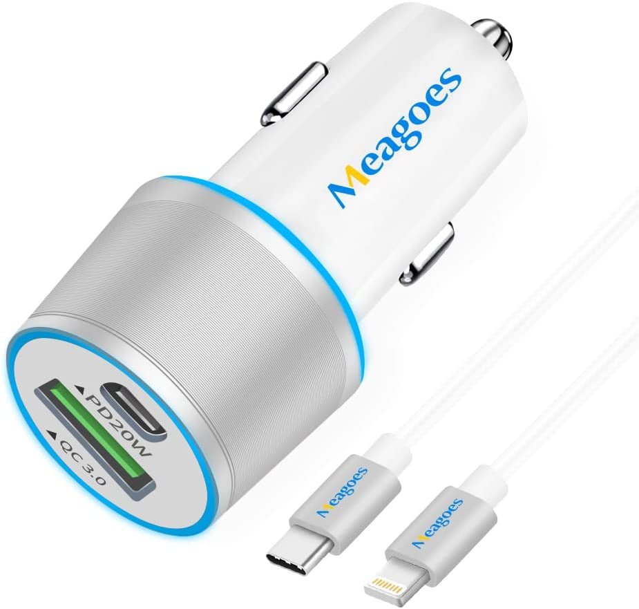 Fast USB C Car Charger, 20W PD Rapid Charging Adapter Compatible for Apple Iphone 14 Pro Max/14 Pro/14 Plus/14/13/12/Mini/11/Xs/Xr/X/8 Plus/Se 3 - 3.3Ft Mfi Certified Type C to Lightning Cable - ElectronicsAreFun