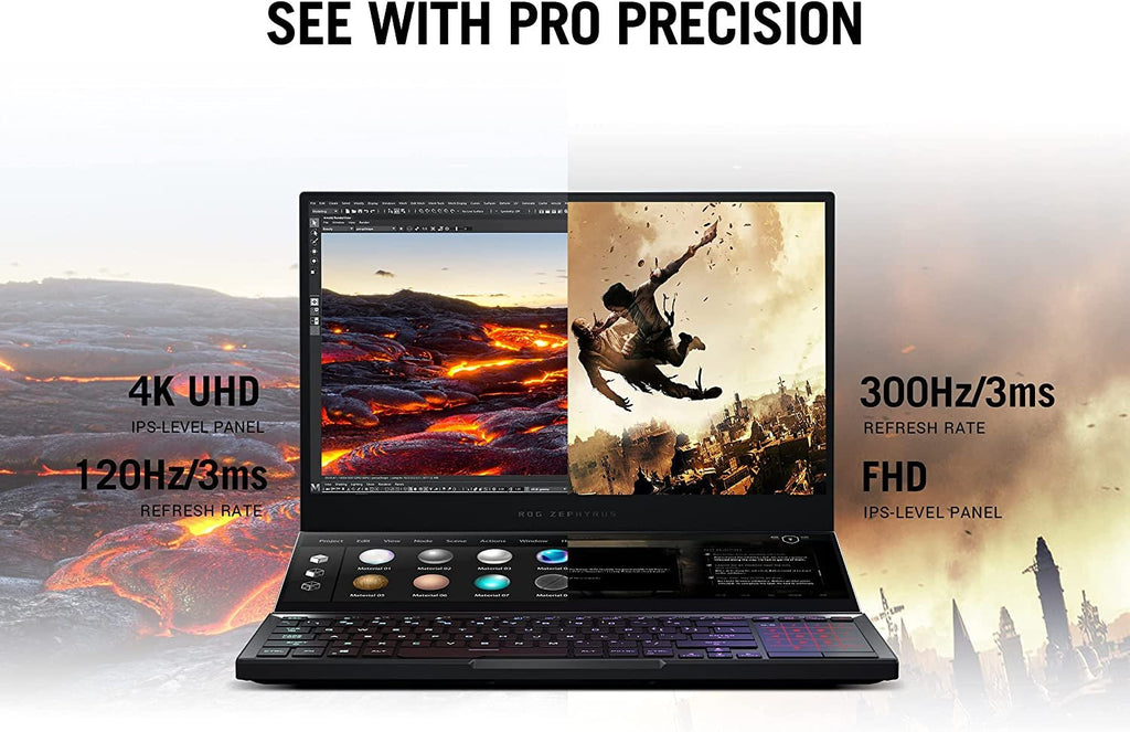 ROG Zephyrus Duo SE 15 Gaming Laptop, 15.6” 300Hz IPS Type FHD Display, NVIDIA Geforce RTX 3060, AMD Ryzen 9 5980HX, 16GB DDR4, 1TB Pcie SSD, Per - Key RGB Keyboard, Windows 10 Home, GX551QM - ES96 - ElectronicsAreFun